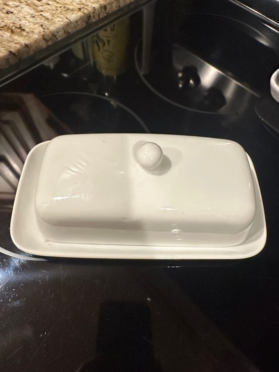 Other - White Ceramic Butter Dish with Lid